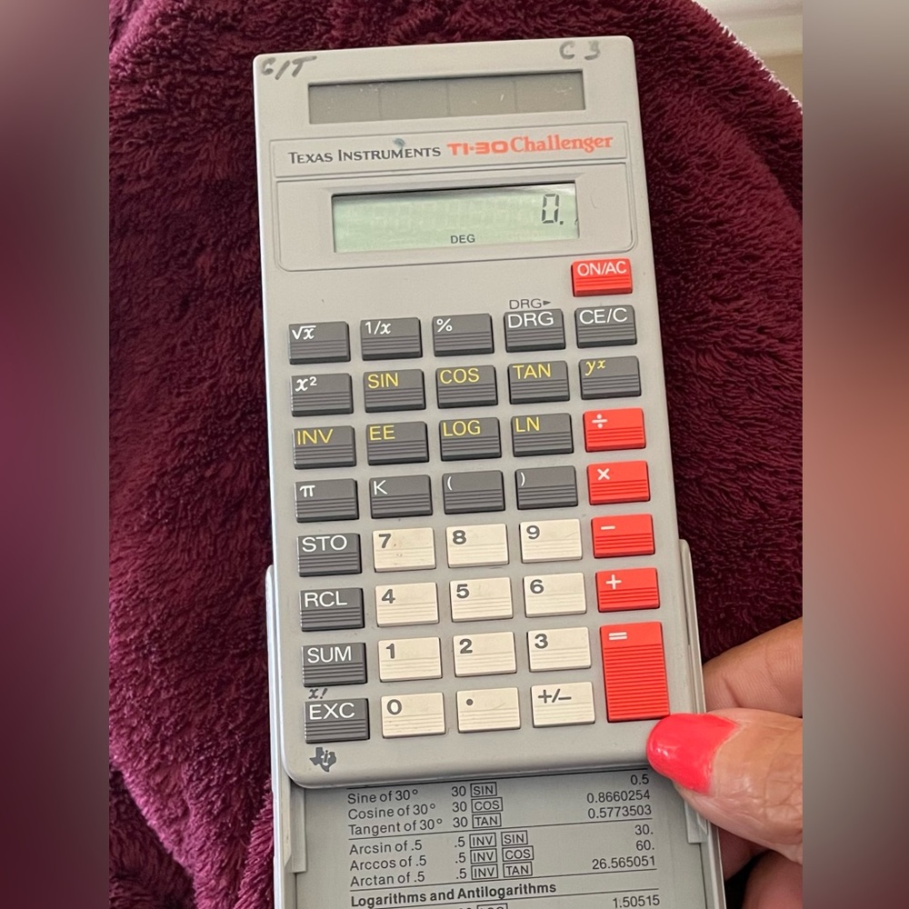 Vintage TEXAS INSTRUMENTS TI-30 CHALLENGER Solar CALCULATOR w Case It Works